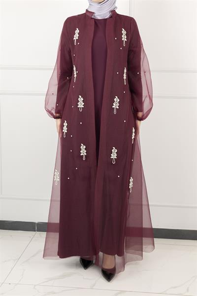 Orhan Store Abayalı Takım Bordo OTW2415