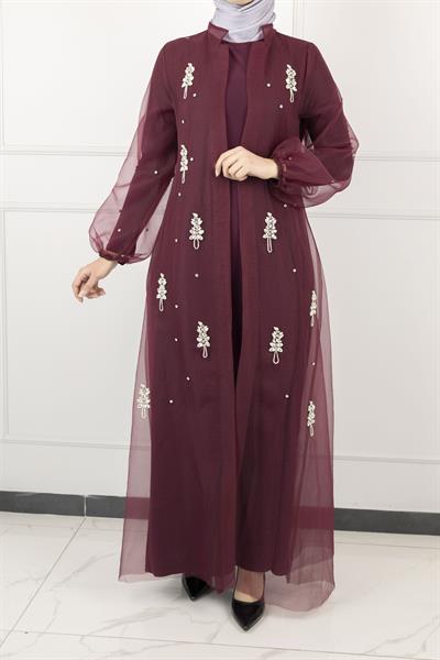 Orhan Store Abayalı Takım Bordo OTW2415