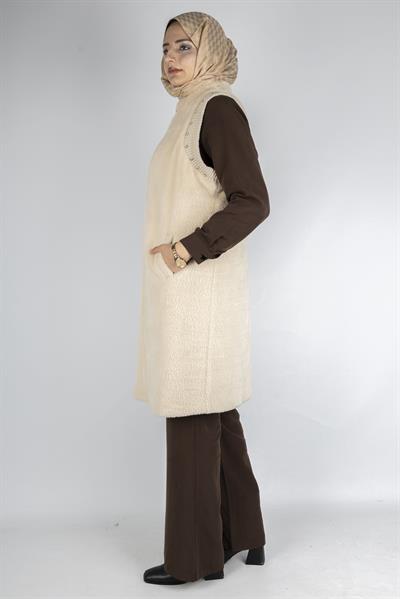 Orhan Store Angora Fermuarlı Yelek Bej OTW1128