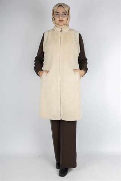 Orhan Store Angora Fermuarlı Yelek Bej OTW1128