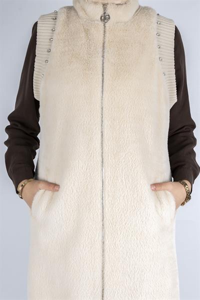 Orhan Store Angora Fermuarlı Yelek Bej OTW1128
