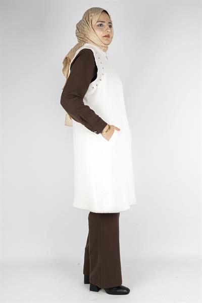 Orhan Store Angora Fermuarlı Yelek Ekru OTW1128