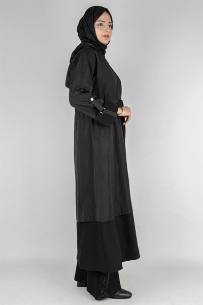 Orhan Store Astarlı Bağcıklı Uzun Kap Siyah OTW1476