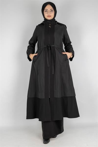 Orhan Store Astarlı Bağcıklı Uzun Kap Siyah OTW1476