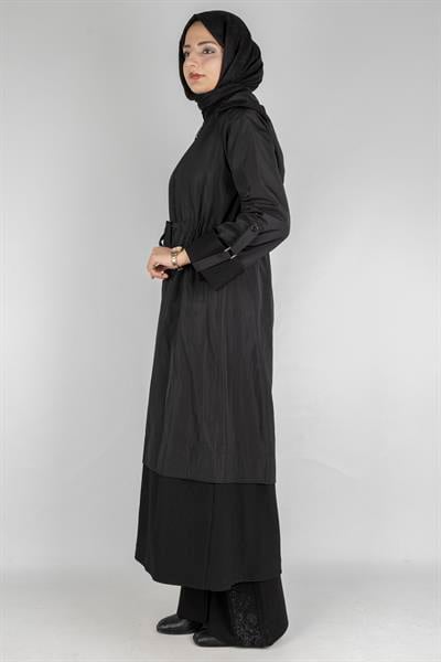 Orhan Store Astarlı Bağcıklı Uzun Kap Siyah OTW1476