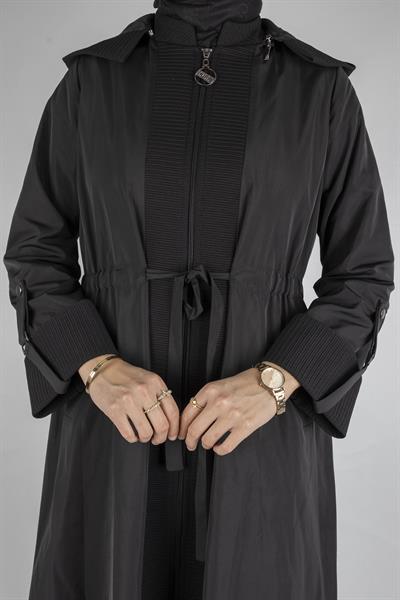 Orhan Store Astarlı Bağcıklı Uzun Kap Siyah OTW1476