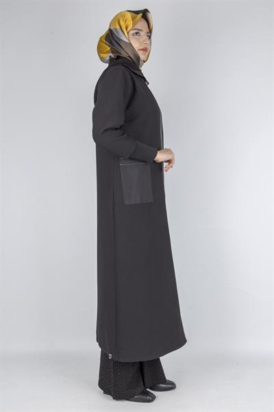 Orhan Store Astarlı Paraşüt Detaylı Tesettür Kap Siyah OTW1582