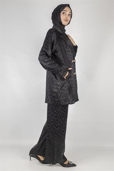 Orhan Store Astarsız Jakar Blazer Takım Siyah OTW2616