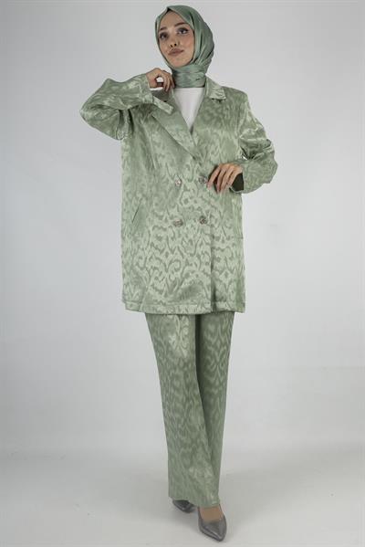 Orhan Store Astarsız Jakar Blazer Takım Mint OTW2616