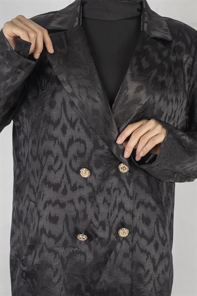 Orhan Store Astarsız Jakar Blazer Takım Siyah OTW2616