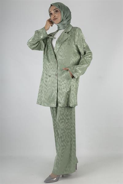 Orhan Store Astarsız Jakar Blazer Takım Mint OTW2616