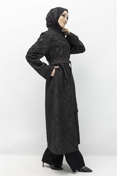 Orhan Store Boncuk Detaylı Jakar Kap Siyah OTW1527