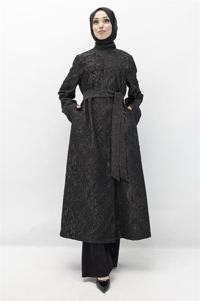 Orhan Store Boncuk Detaylı Jakar Kap Siyah OTW1527