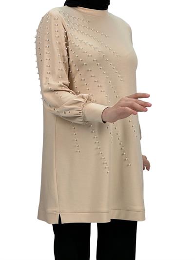 Orhan Store Boncuk Detaylı Tunik Bej OTW1249