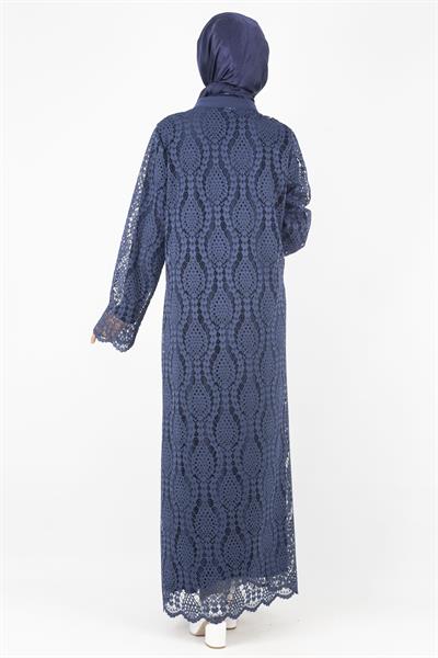 Orhan Store Büyük Beden  Abaya Takım Lacivert OTW2479