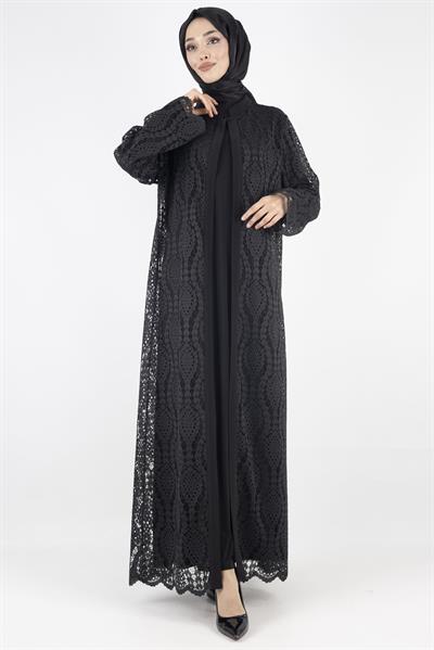 Orhan Store Büyük Beden  Abaya Takım Siyah OTW2479