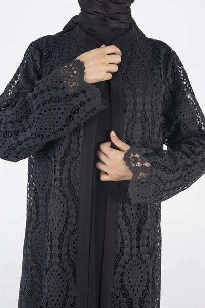 Orhan Store Büyük Beden  Abaya Takım Siyah OTW2479