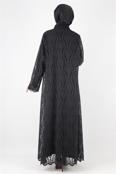 Orhan Store Büyük Beden  Abaya Takım Siyah OTW2479