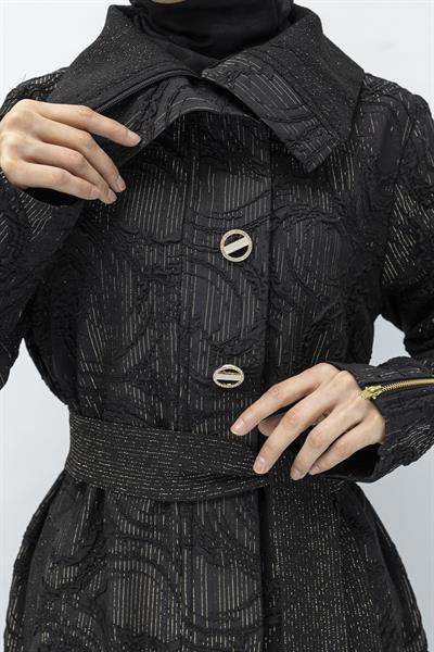 Orhan Store Büyük Beden Jakar Kap Siyah OTW1531