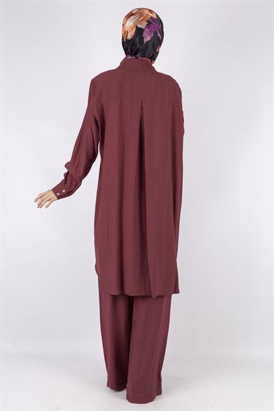 Orhan Store Büyük Beden Pantolonlu Takım Bordo OTW2490