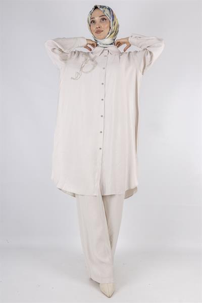 Orhan Store Büyük Beden Pantolonlu Takım Taş OTW2490