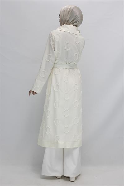 ORHAN STORE BÜYÜK BEDEN SATEN DETAYLI ASTARSIZ JAKAR KAP Krem OTW1404