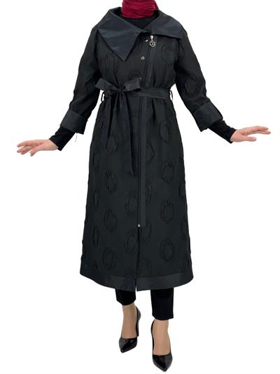 ORHAN STORE BÜYÜK BEDEN SATEN DETAYLI ASTARSIZ JAKAR KAP Siyah OTW1404