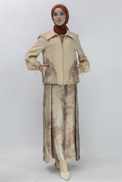 Orhan Store Ceketli Elbise Bej OTW2528