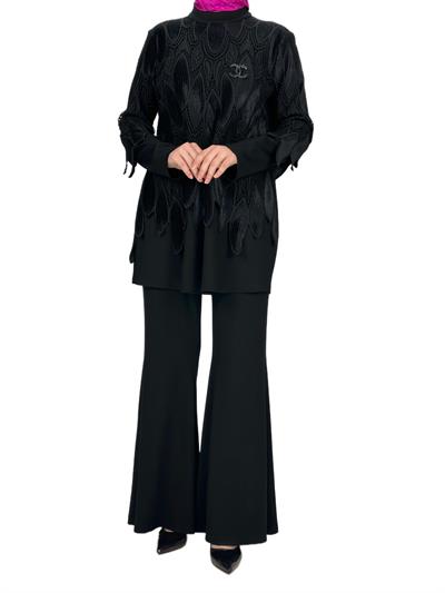 Orhan Store Çelik Örme Pantolonlu Takım Siyah OTW1882