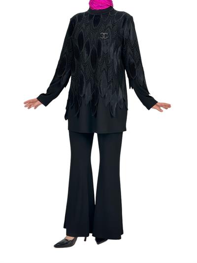 Orhan Store Çelik Örme Pantolonlu Takım Siyah OTW1882