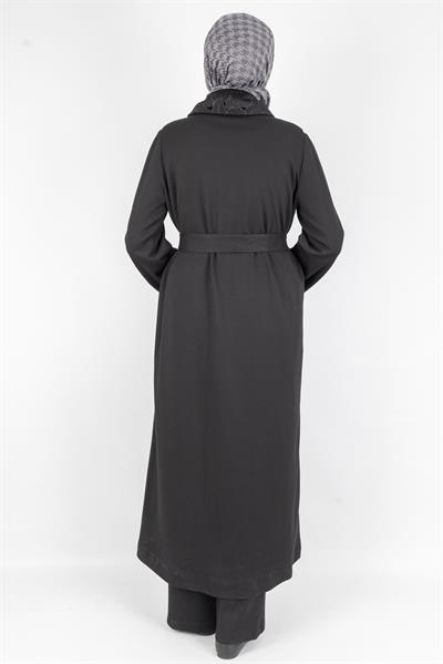 Orhan Store Çiçek Desen Laser Kesim Kemerli Kap Siyah OTW1588