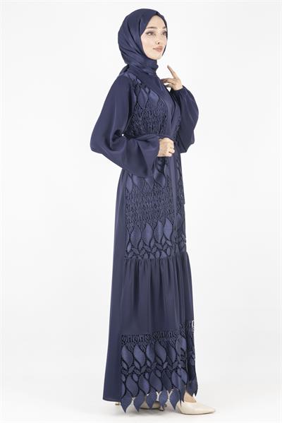 Orhan Store Dantel Abayalı Takım Lacivert OTW2558
