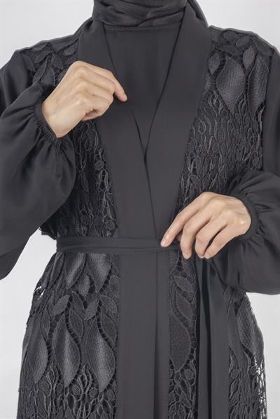 Orhan Store Dantel Abayalı Takım Siyah OTW2558