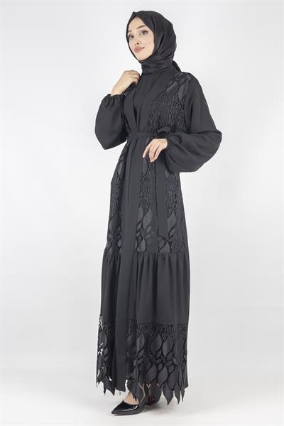 Orhan Store Dantel Abayalı Takım Siyah OTW2558