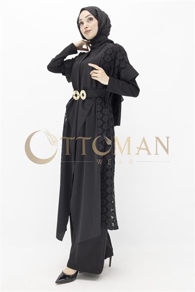 Orhan Store Dantel Yelekli Pantolonlu Takım Siyah OTW2039