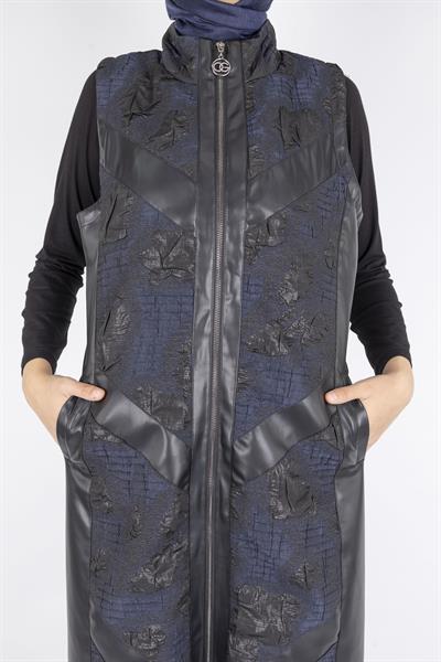 Orhan Store Deri Yelek Siyah-Lacivert OTW1118