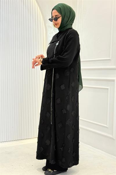 Orhan Store Desenli Gold Fermuarlı Tesettür Kap Siyah OTW1654