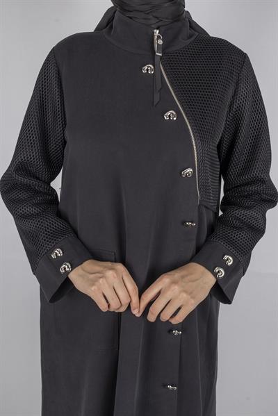 Orhan Store File Kol Desenli Cepli Tesettür Kap Siyah OTW1575