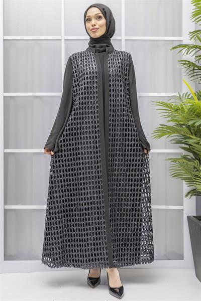 ORHAN STORE FİLELİ ABAYA TAKIM Siyah OTW2387