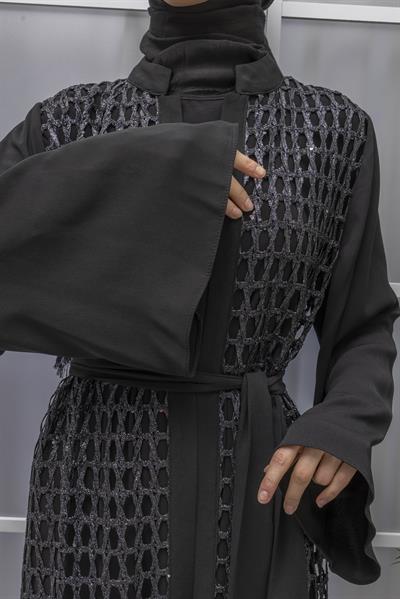 ORHAN STORE FİLELİ ABAYA TAKIM Siyah OTW2387