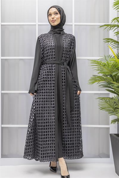 ORHAN STORE FİLELİ ABAYA TAKIM Siyah OTW2387