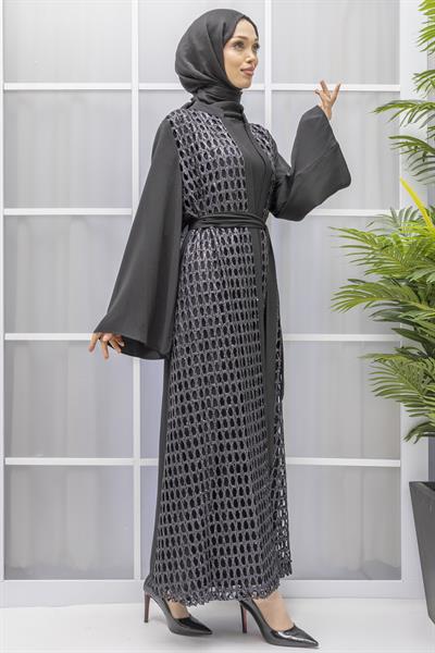 ORHAN STORE FİLELİ ABAYA TAKIM Siyah OTW2387