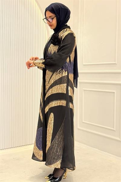 Orhan Store Gold İşlemeli Şık Abaya Takım Siyah OTW2881