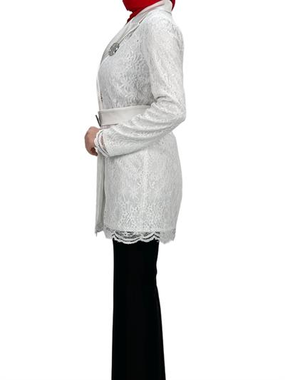 Orhan Store Güpürlü Blazer Ceket Ekru OTW1099