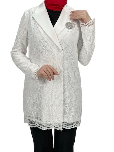 Orhan Store Güpürlü Blazer Ceket Ekru OTW1099