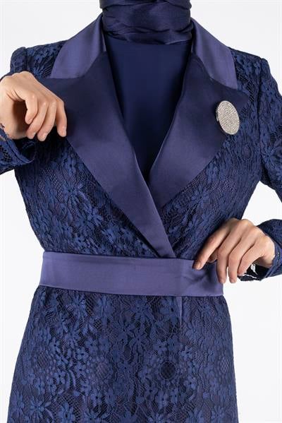 Orhan Store Güpürlü Blazer Ceket Lacivert OTW1099