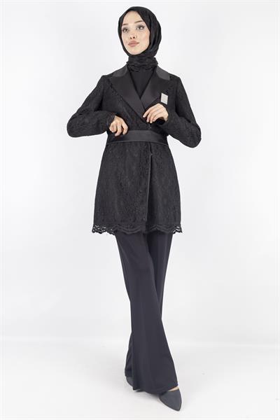 Orhan Store Güpürlü Blazer Ceket Siyah OTW1099