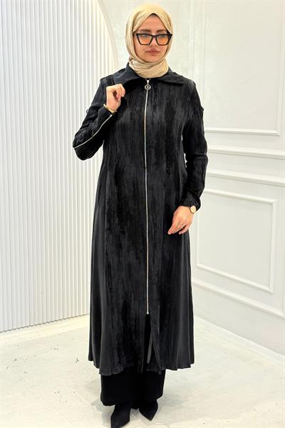 Orhan Store İpek Qupra Uzun Tesettür Ferace Siyah OTW1610