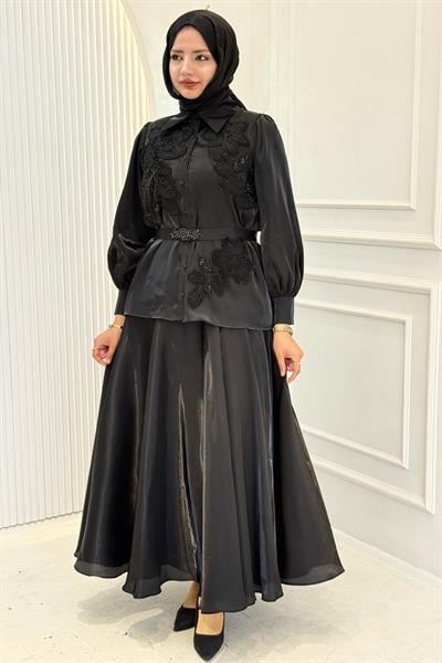Orhan Store İşlemeli Etekli Takım Siyah OTW2590