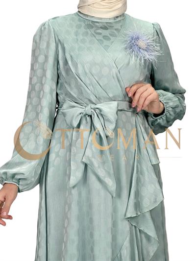 Orhan Store Jakar Kumaş  Elbise Mint OTW1569